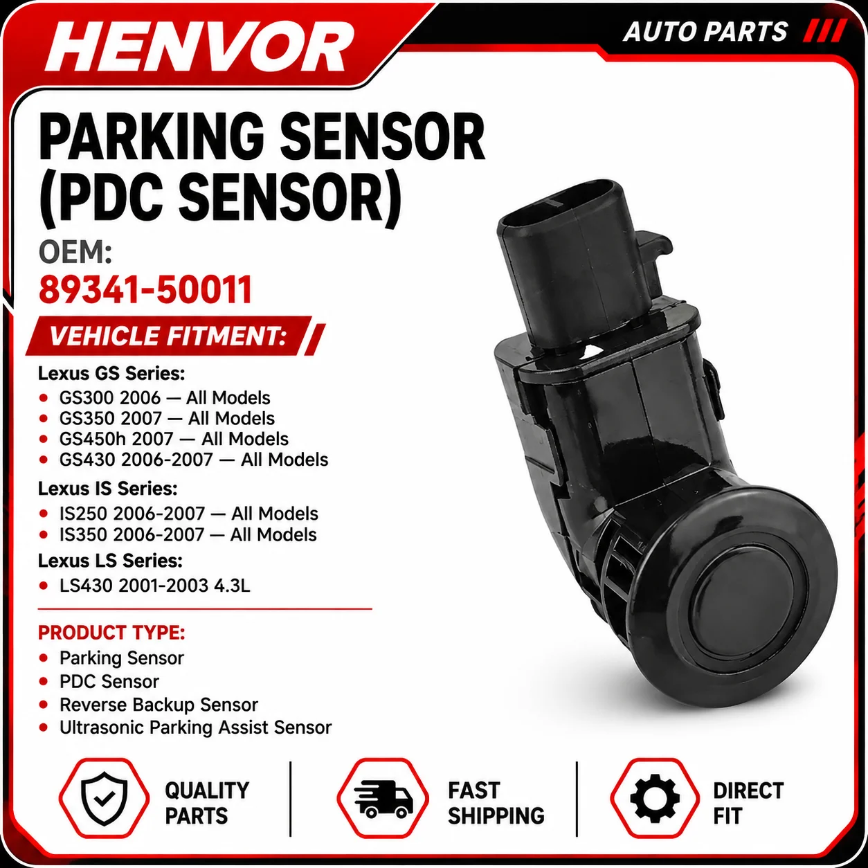 Parking Sensor 89341-50011 PDC Reverse Backup Sensor For Lexus GS300 GS350 GS450h IS250 IS350 GS430 LS430