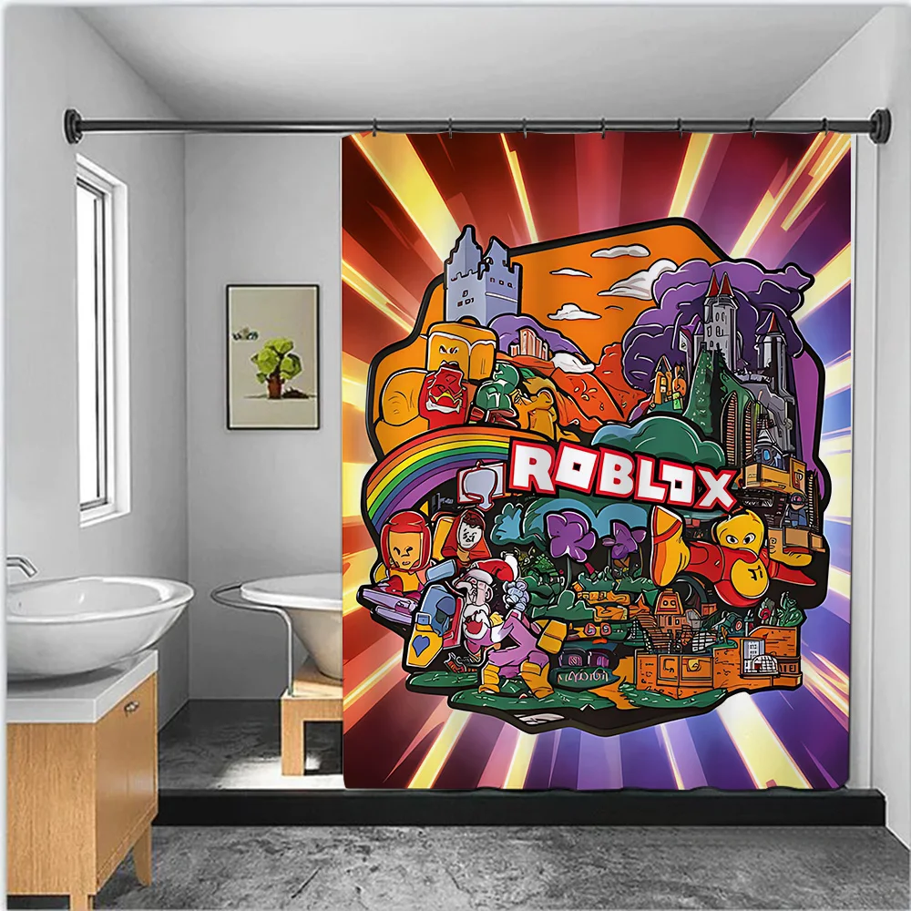 Shower For R-Robloxes Curtain Waterproof Polyester Fabric Paint Colorful Bath Curtains Home Bathroom Decor Curtain With Hook