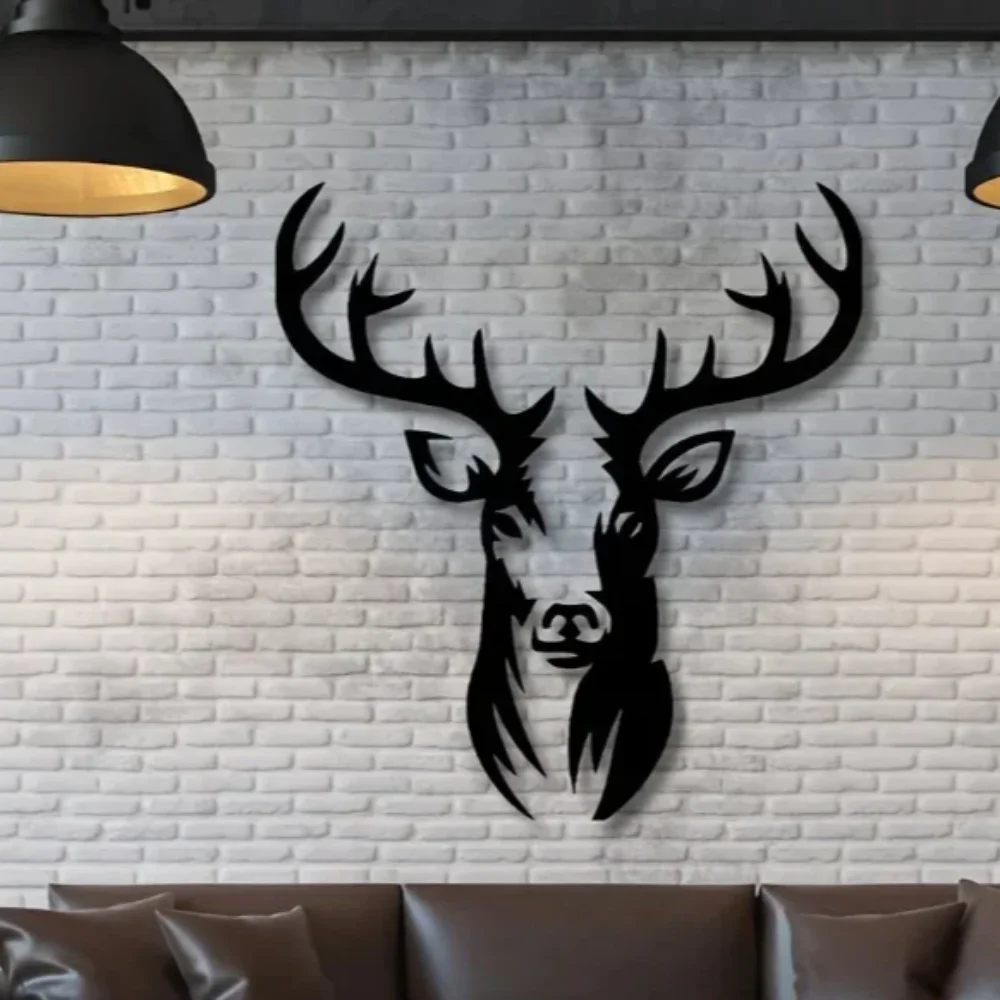 Charming Rustic Metal Deer Head Wall Art - 3D Sculpture for Farmhouse Decor, Perfect for Modern Living Room