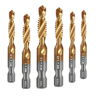 AMR Hex Shank Titanium Plated HSS Screw Thread Metric Tap Drill Bits Screw Machine Compound Tap M3 M4 M5 M6 M8 M10 Hand Tools