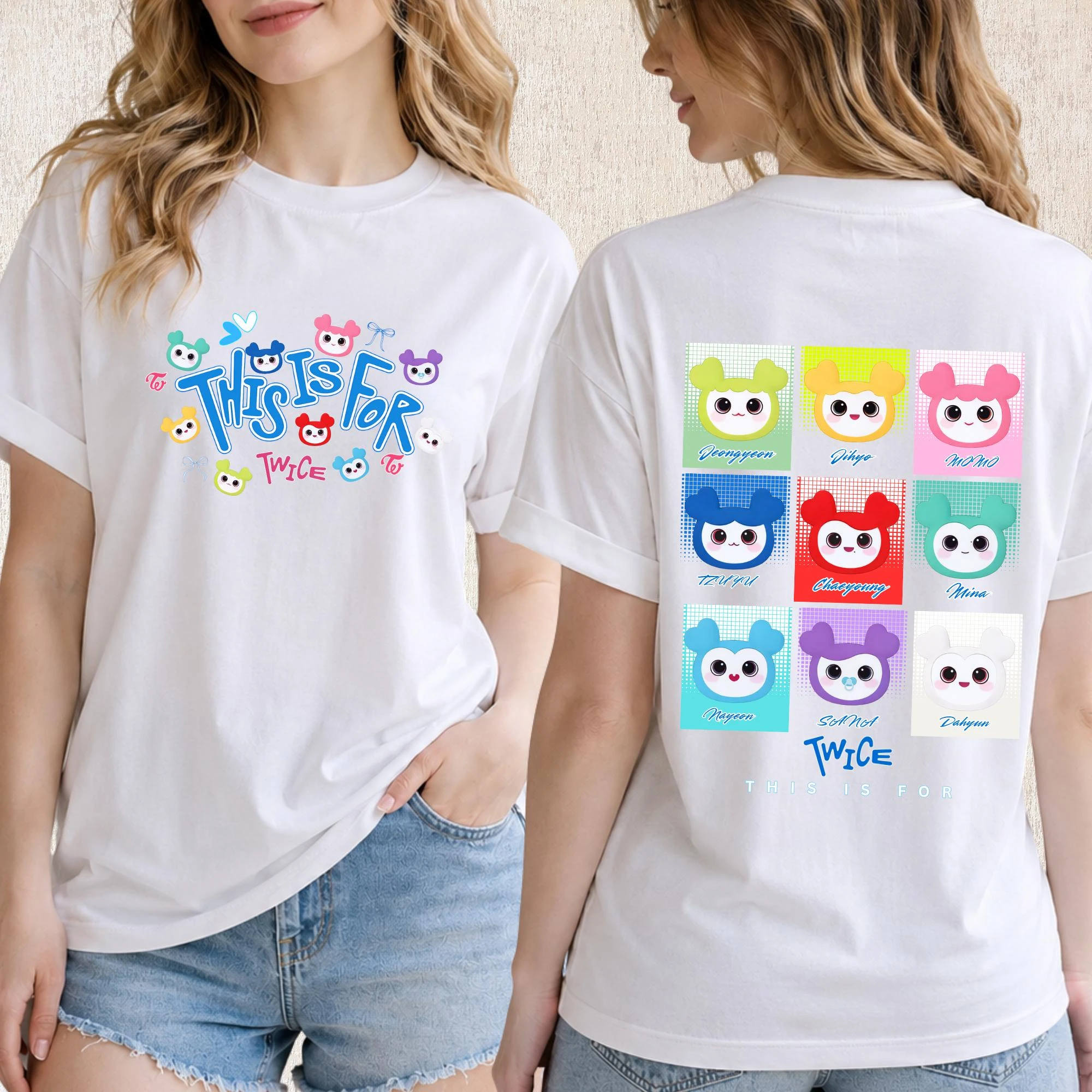 Kpop Twice Concert Support Short Sleeve 2026 Summer Men's Women's Sportswear Cute Kpop Fans Cotton T-shirt Fans Gift Oversized
