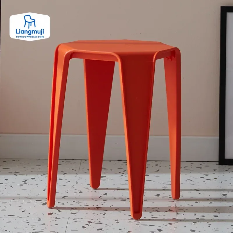 Plastic Stools for Home Use Stackable Restaurant Spare Portable Dining Stools Living Room Leisure Simple Wood Bench Stoelen