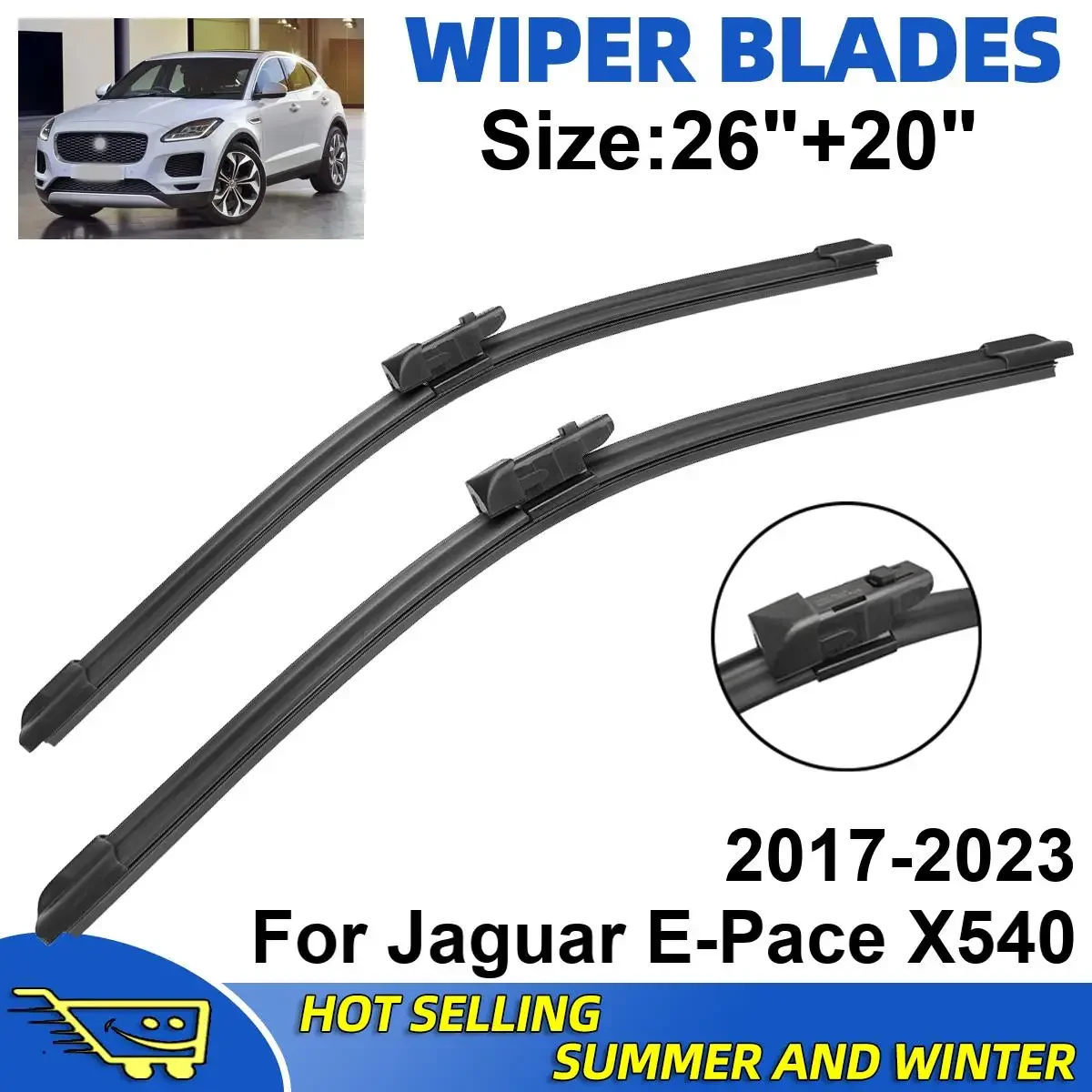 

2PCS Wiper Blades Set Kit For Jaguar E-Pace X540 2017-2023 Double Rubber Car Wipers Blades Brushes Cutter Parts Accessories