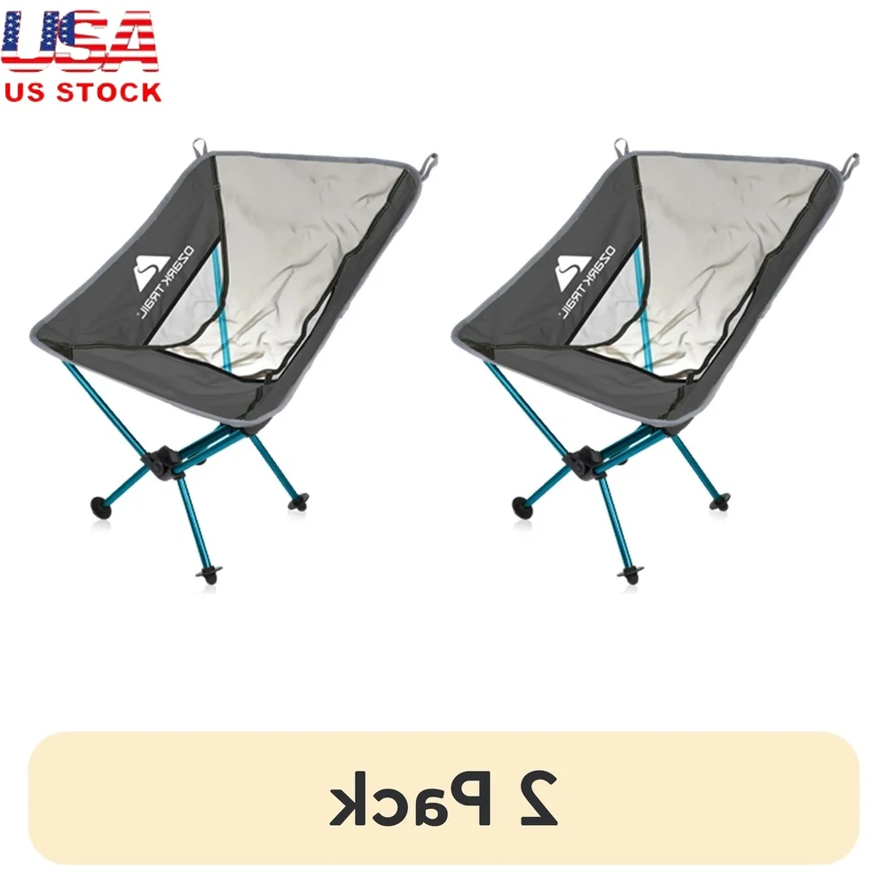 

Ultra-lightweight Backpacking Chair 2 Pack Portable Camping Seat with Carry Bag Quick Setup Mesh Back Durable Aluminum Frame