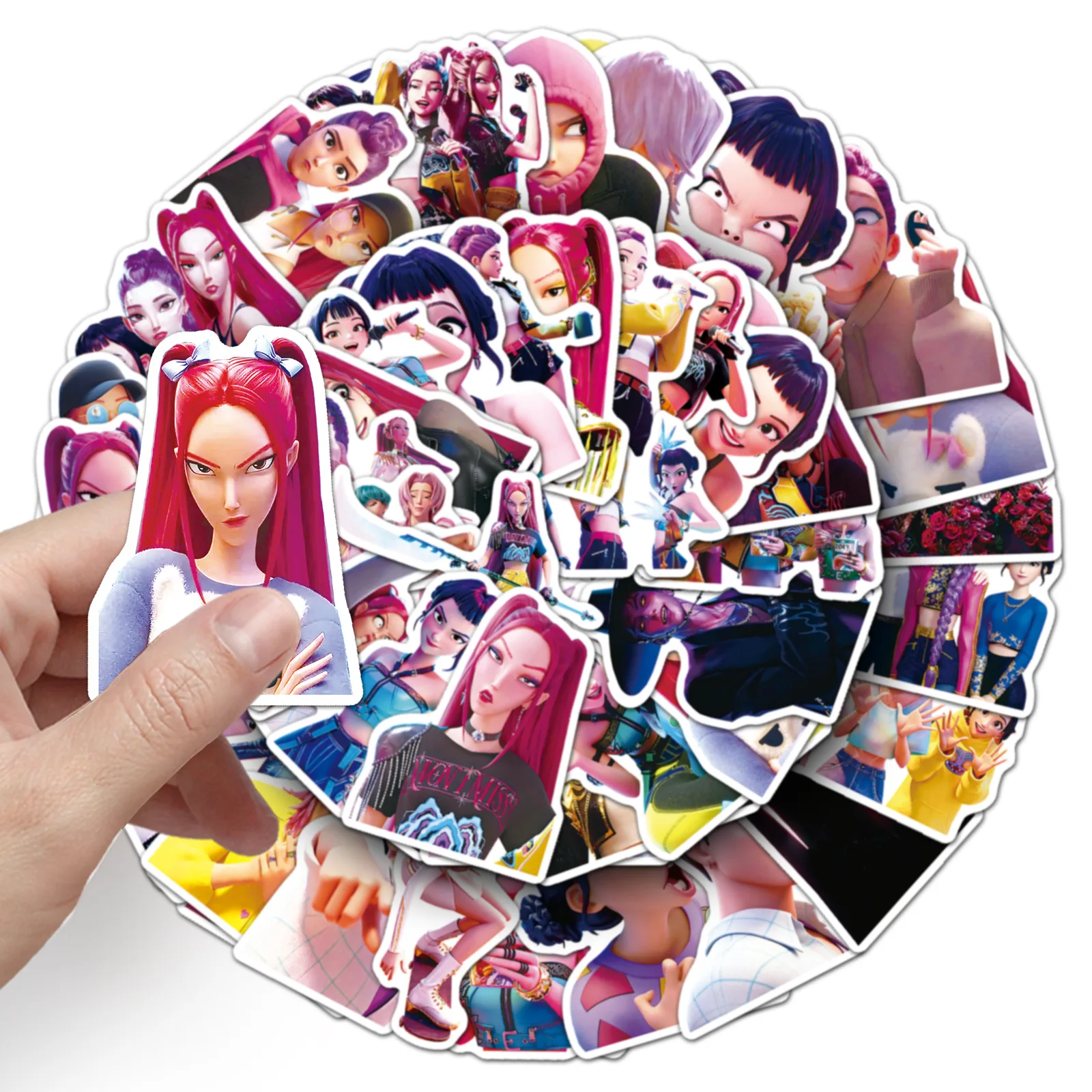 MINISO 50 قطعة ملصقات الصيادين الرسوم المتحركة KPOP شيطان الصيادين فيلم كوب الترمس الزخرفية ملصقات الغيتار المحمول دفتر حقيبة