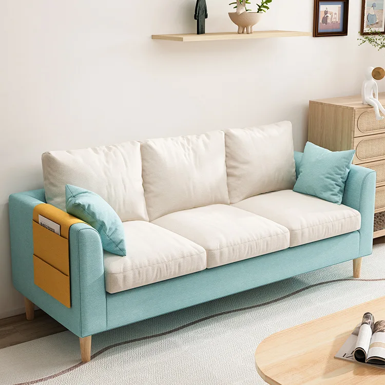 

Small apartment living room is simple, modern single and double Nordic sofa, rental house combination fabric