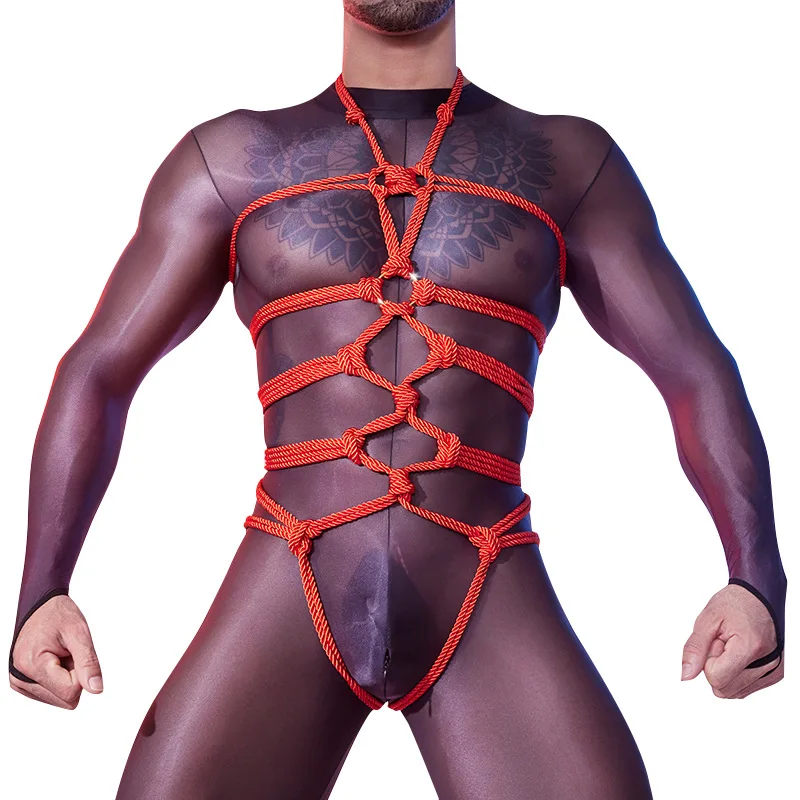 

Men Sexy Binding Rope Clothes Metal Sm Game Props Sexy Erotic Underwear Gays Lingerie Hollow Adjustable Erotic Jockstrap String