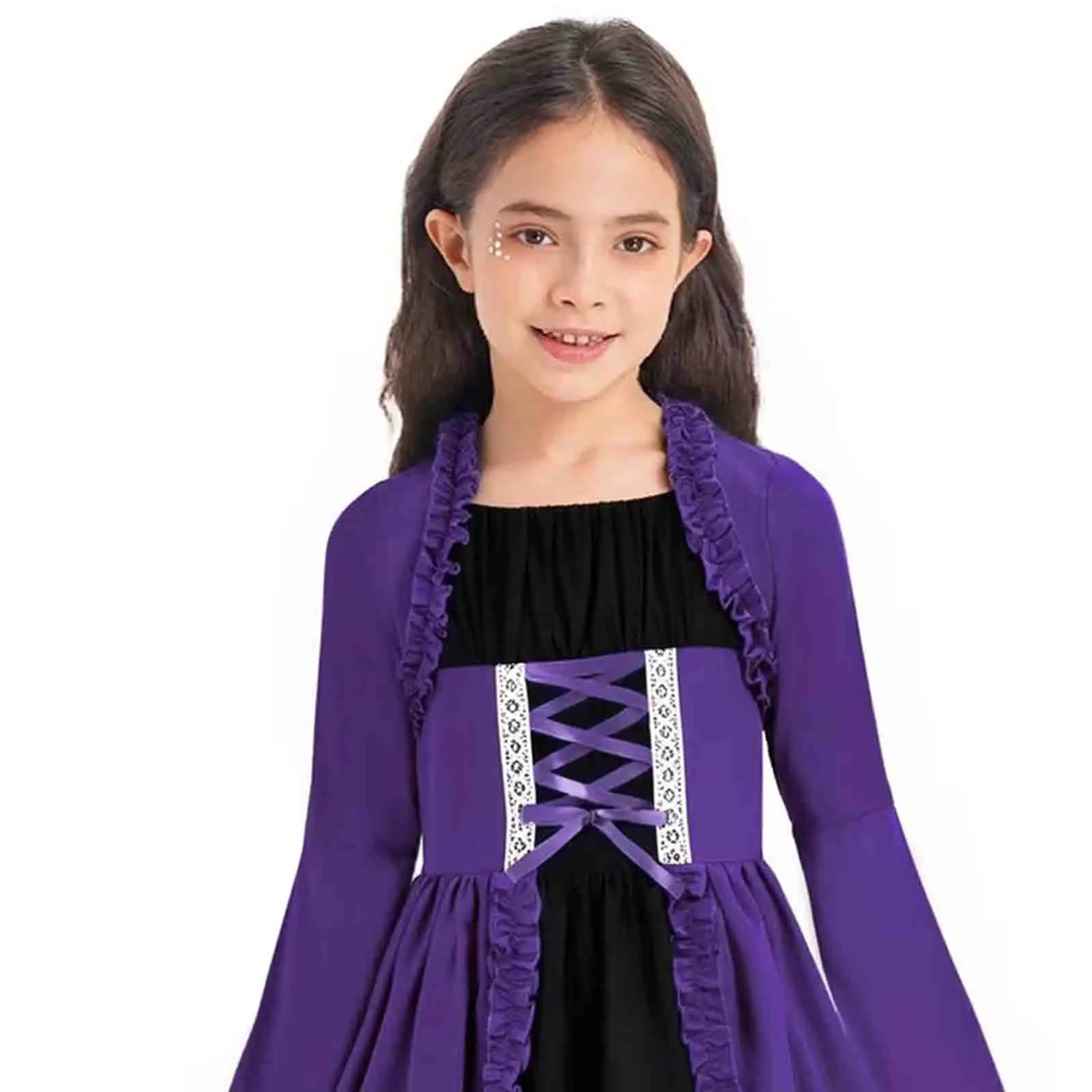 

Halloween Medieval Princess Performance Fancy Dress Ruffled Trim Renaissance Long Dress for Themed Parties Carnival