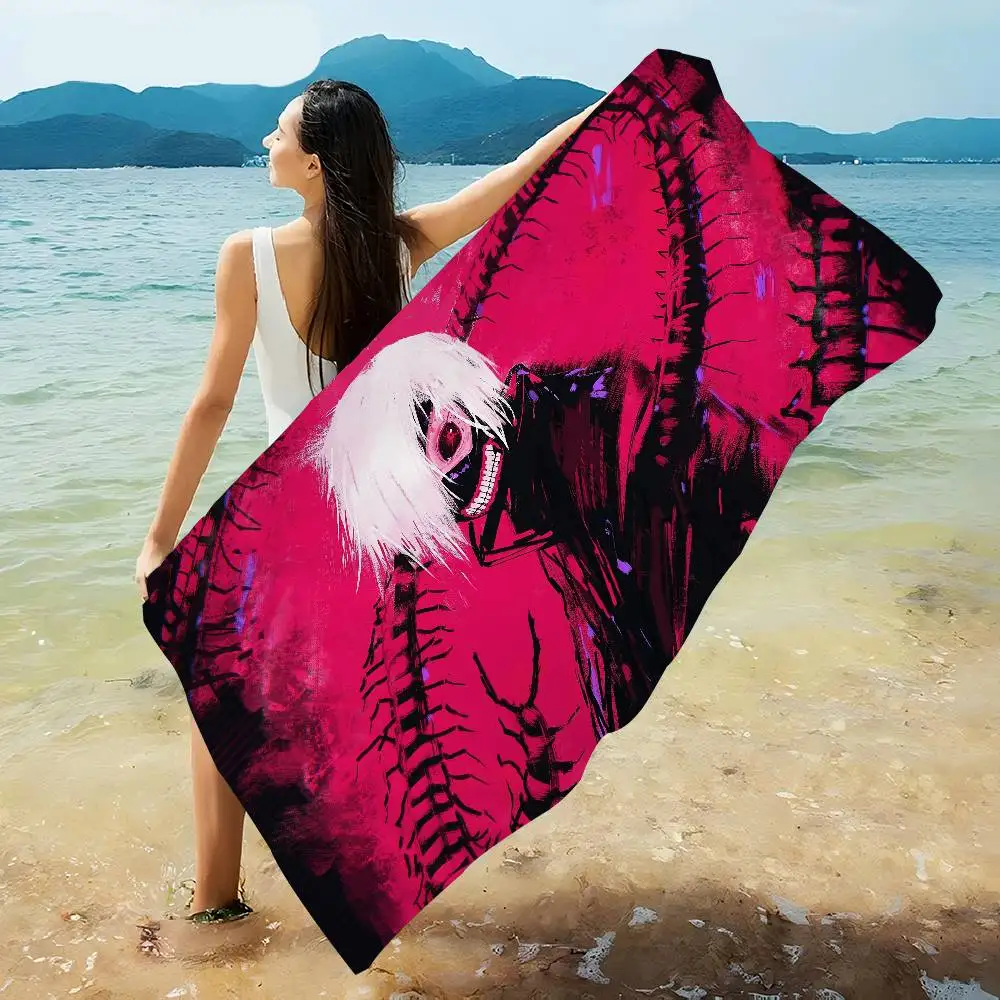 Japanese Anime T-Tokyo G-ghoul Microfiber Blanket Quick Drying Beach Towels Oversized Printing Absorbent Pool Towel Blanket