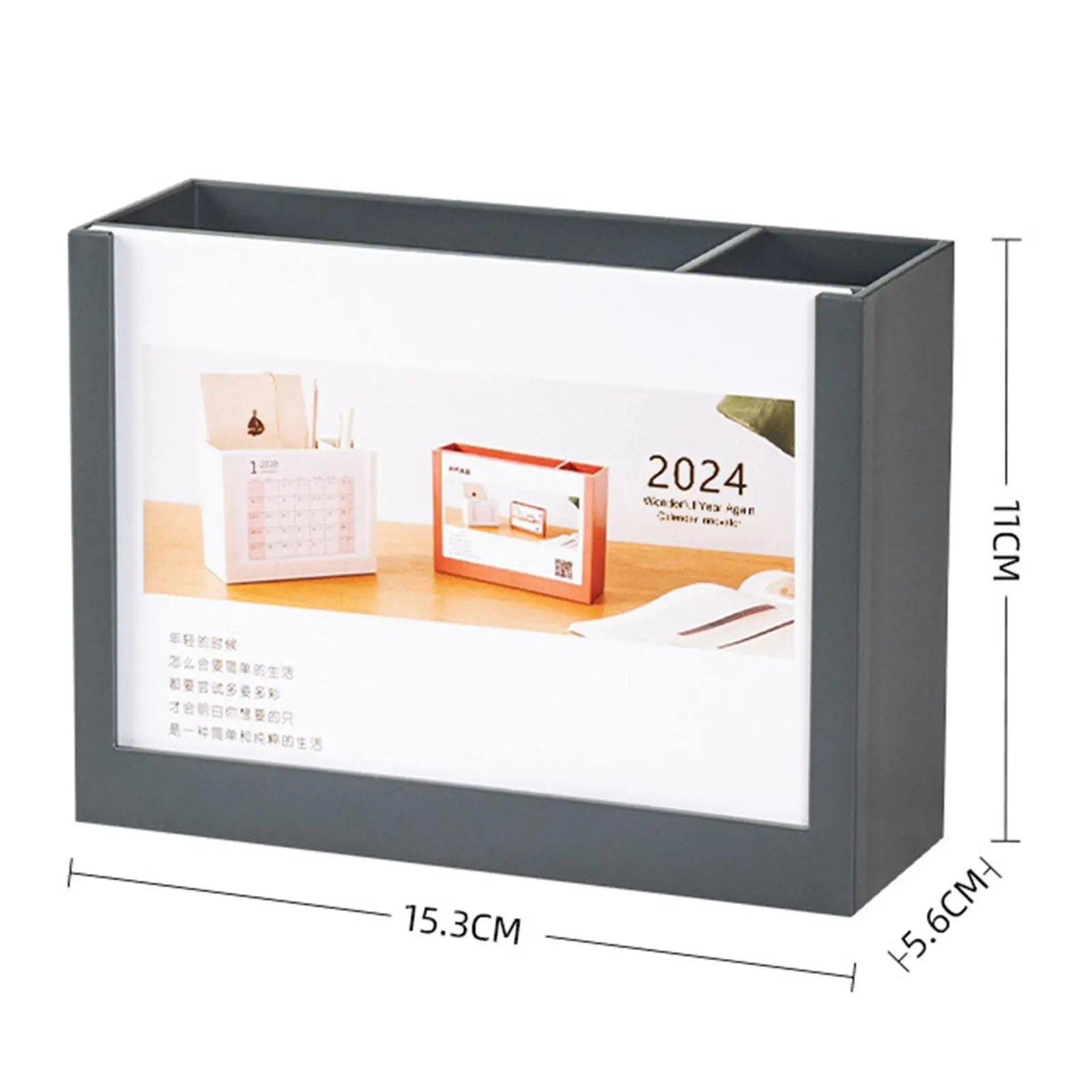 2024 Pen Holder Desk Calendar Storage Box Standing for Classroom Pen Rulers