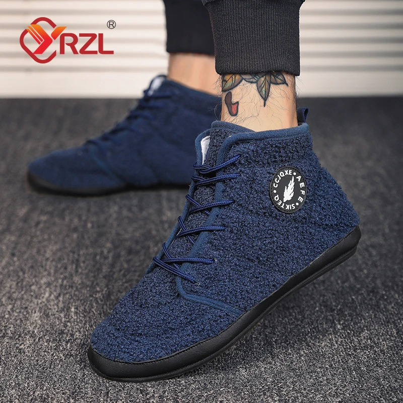 

YRZL Men's Casual Shoes Fluffy Flats Shoes Winter House Men Slippers Winter Warm Bedroom Cotton Shoes Indoor Outdoor Male Shoe