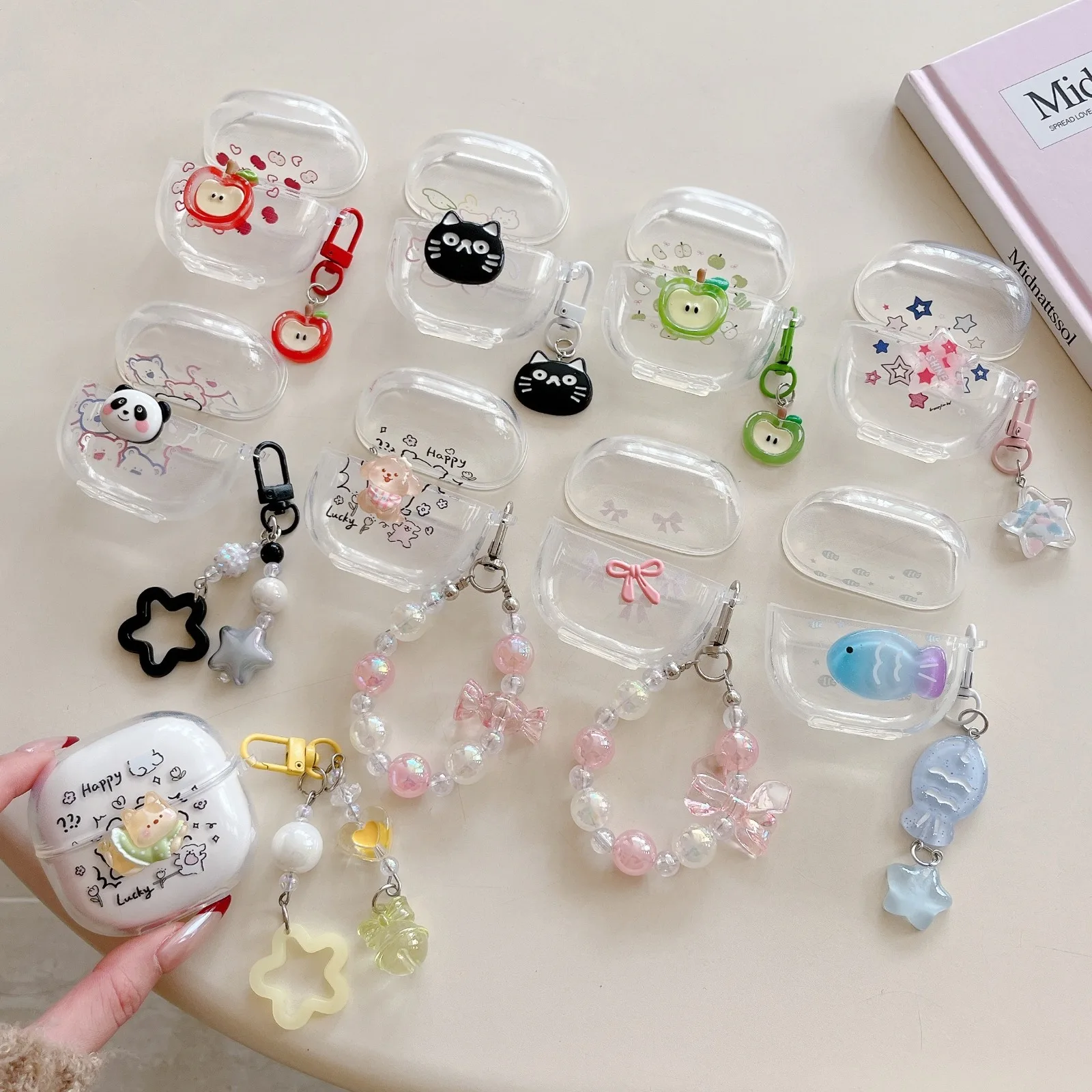 Transparent Cartoon For Redmi Buds 8 Lite Wireless EarBuds Soft Case For Xiaomi Redmi Buds 8 Lite Shockproof With Pendant