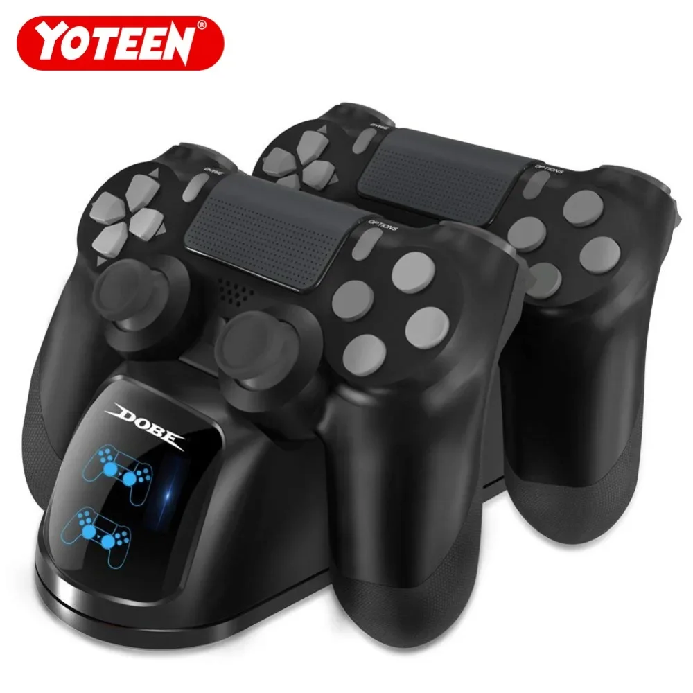 YOTEEN for PS4 Controller Charger for Dualshock 4 Dual Charging Dock Station with Display Screen Gamepad Holder Stand