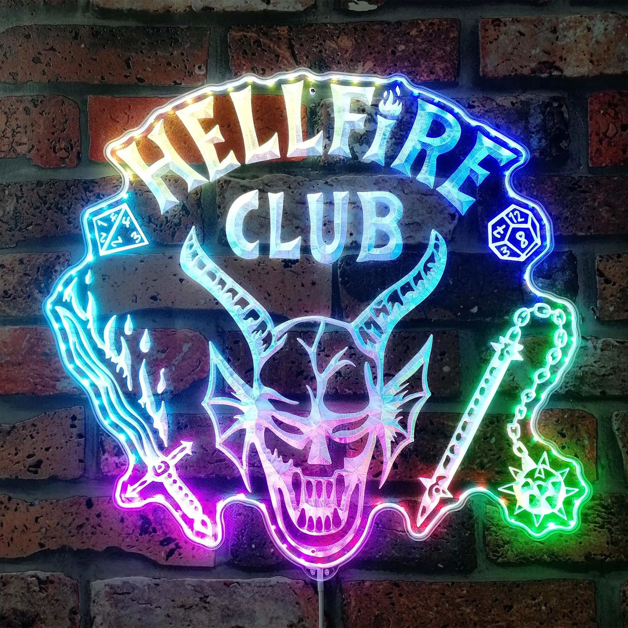 Hellfire Dynamic RGB Edge Lit LED Sign, Game Room Decor, Gaming Night Light