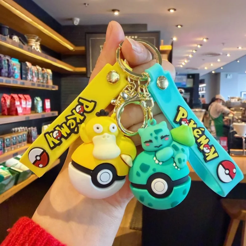 

Pokemon Keychain Pikachu Cartoon Anime Action Figure Toy Kawaii Fashion Charmander Psyduck Doll Keyring Car Bag Pendant Kid Gift