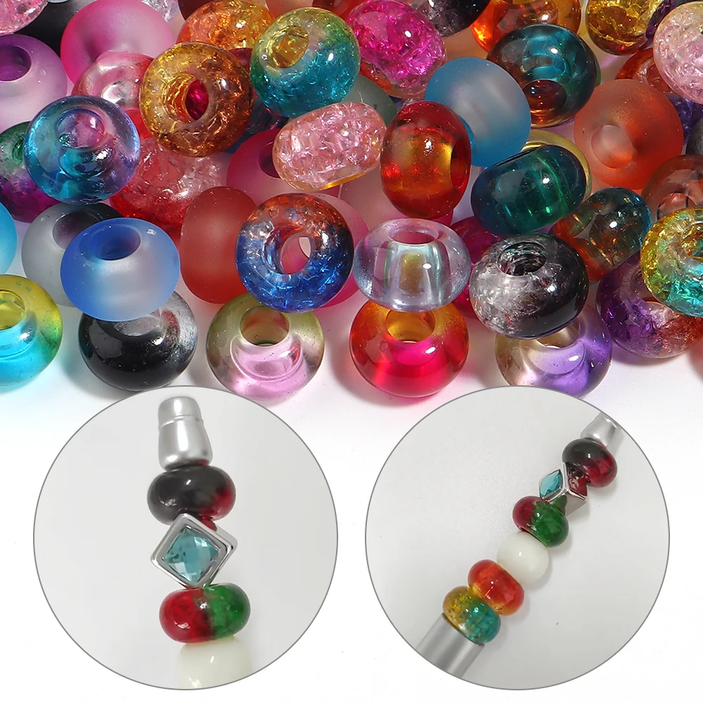 30 Stück zweifarbige Acrylperlen mit großen Löchern, lose Abstandsperlen für DIY-Handarbeiten, Armbänder, Schlüsselanhänger, Schmuckherstellung – Detail 4