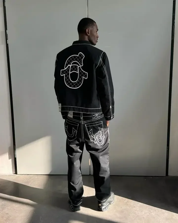 

Trend Brand Letter Embroidery Motorcycle Zip Up Retro Y2k Denim Leather Jacket America Streetwear Jacket Thickening Men Clothing