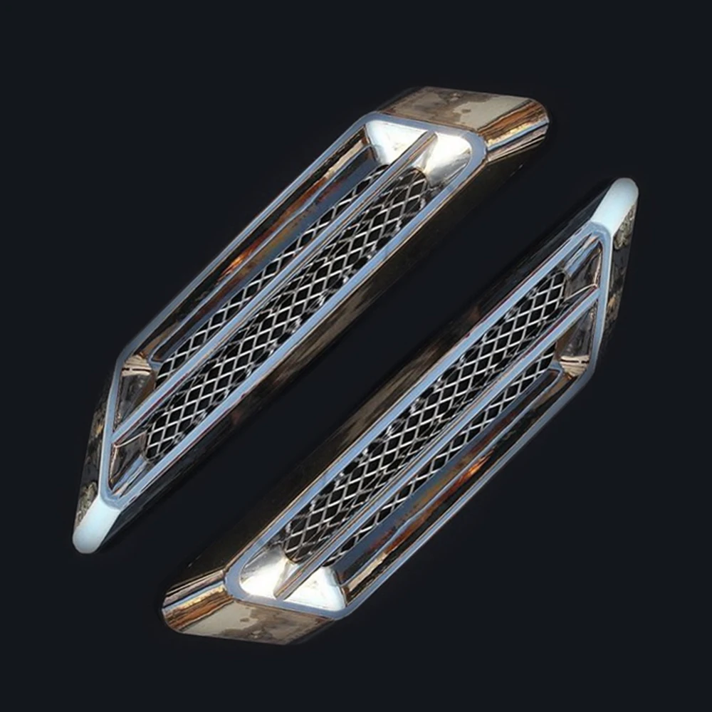 Pegatinas 3D de 2 piezas para coche, diseño creativo de branquias de ventilación falsas, decoración de puerta de capó, accesorios para coche todoterreno 4x4