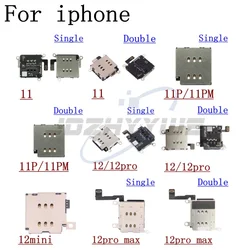 For iPhone 11 12 Mini Pro Max SE 2020 Single Double SiM Card Slot Tray Holder Reader Socket Flex Cable Replacement Parts