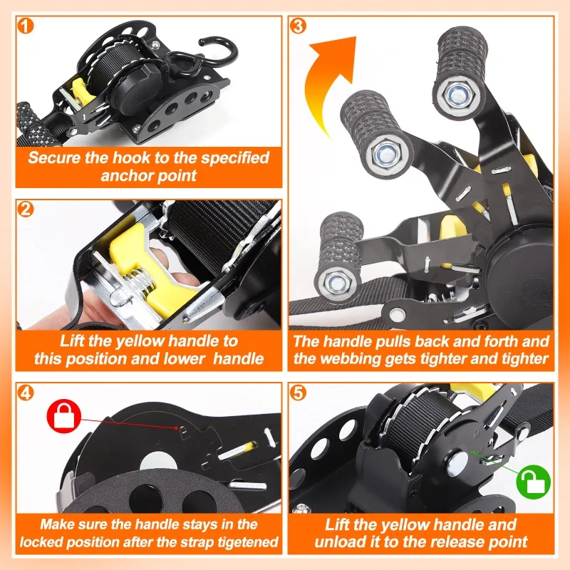 For Ford Ranger 2023-2026 Cargo Strap Ratchet Tensioner Freight Fixed Tightener Tighten Rope Modification Car  Accessories