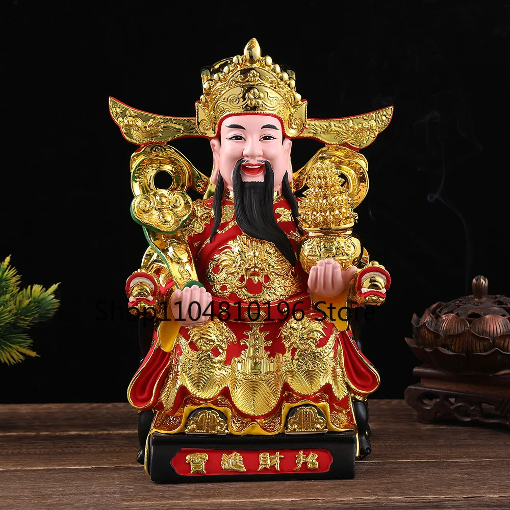 The God of Wealth Yuanbao Resin Buddha Statue Household Offering Ruyi Ornament