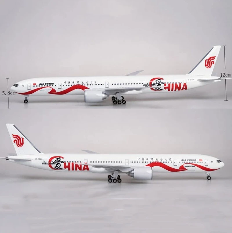 1/157 مقياس الطائرات B777 الهواء الصين نموذج الراتنج يموت الصب 47 سنتيمتر طائرة محاكاة لعبة الطائرات مع عجلة وأضواء مكتب الديكور