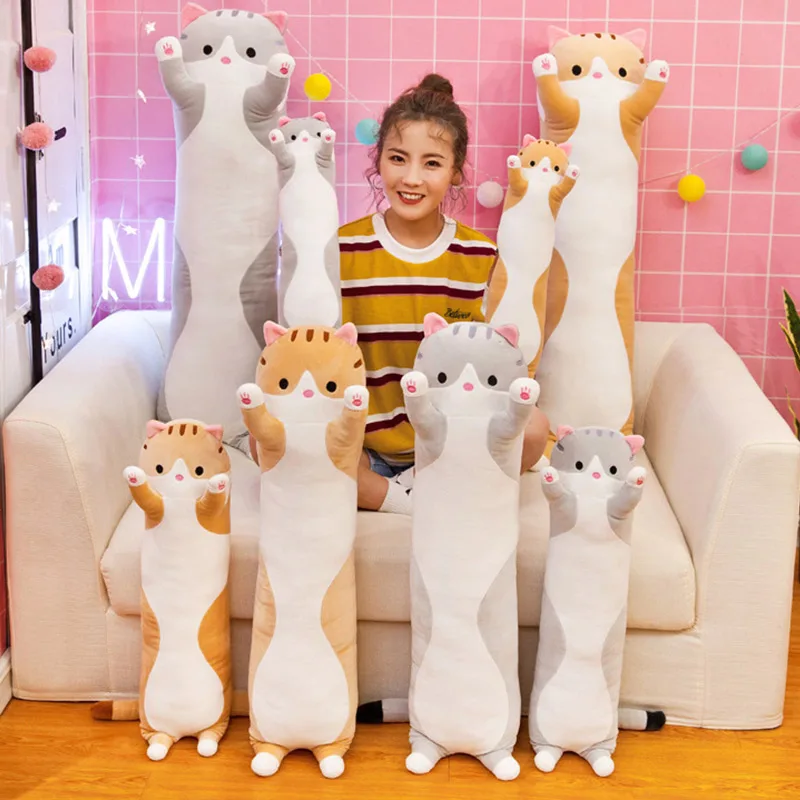 50 Long Cat Plush Toys Cute Animal Cat Creative Long Soft Toys Office Break Nap Sleeping Pillow Stuffed Gift Doll for Kids