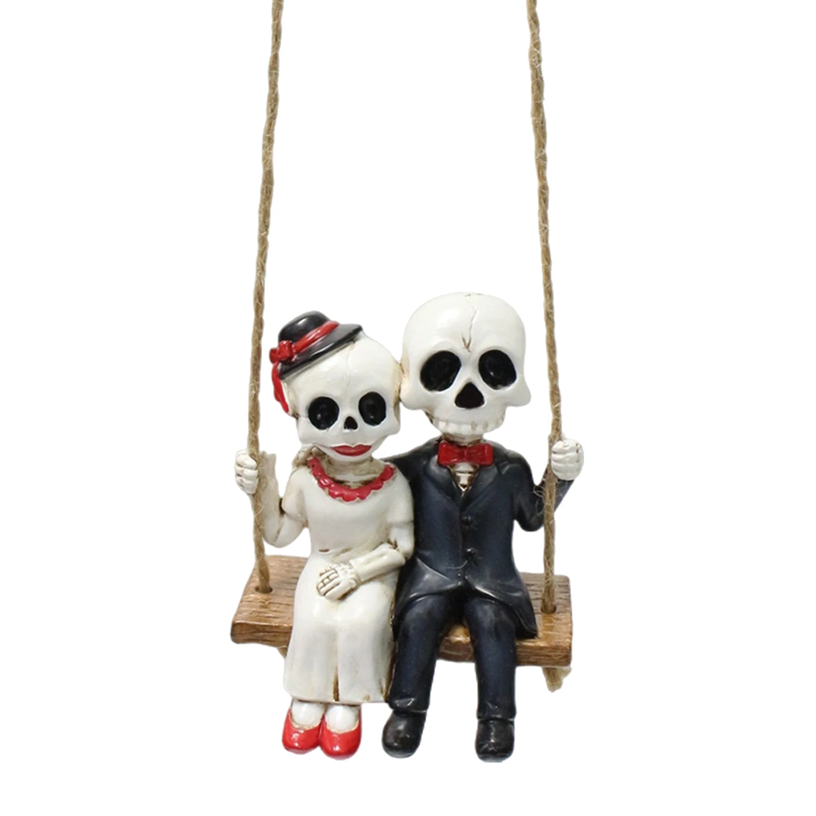 

Swing Skeleton Couple Garden Statue Outdoor Halloween Decor 3.3 Inch Cute Figurine Resin Sculpture Funny Tree Hanging Ornaments