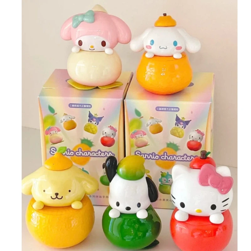 

Оригинальные фигурки Sanrio: Фруктовое сердце, Китти, Синаморолл, Пачат Дог, Уродливая рыбка — настольные украшения, подарки на день рождения
