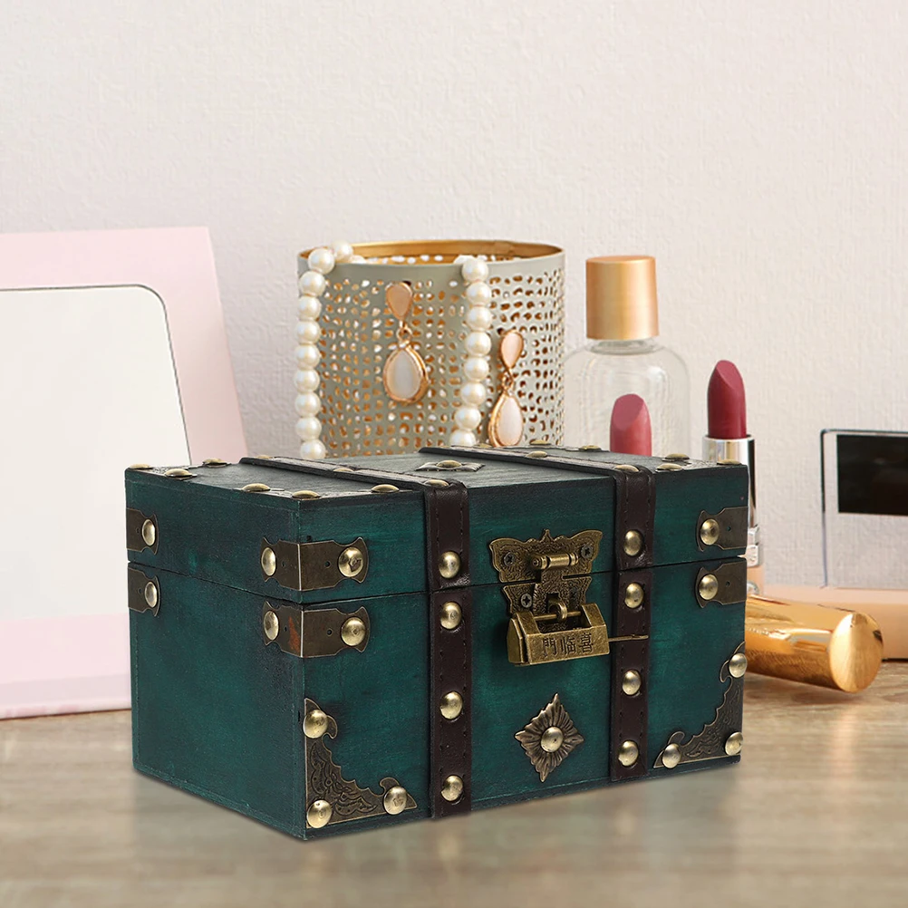 

Vintage Wooden Storage Box with Lock Large Capacity Retro Jewelry Chest Keepsake Treasure Box Wood Storage Chest