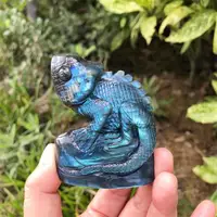 7cm Natural Labradorite Lizard Carved Statue Room Ornament Healing Crystal Reiki Animal Figurine Gemstone Home Decor 1pcs