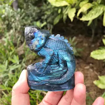 7cm Natural Labradorite Lizard Carved Statue Room Ornament Healing Crystal Reiki Animal Figurine Gemstone Home Decor 1pcs