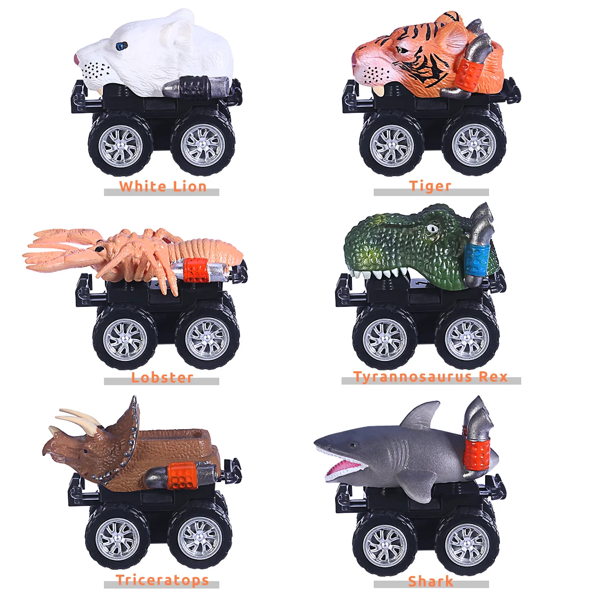 

Toyvian 6PCS Pull Back Animal Car Toy with Big Tire Wheel Dinosaur Party Favors Creative Gifts for Kids Children