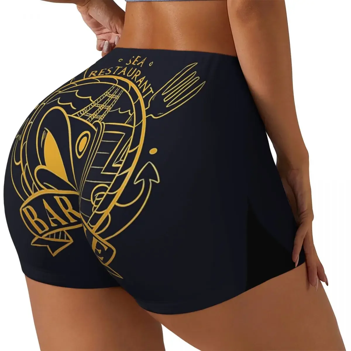Custom Baratie Restaurant Women Gym Workout Running Shorts Athletic Volleyball Biker Yoga Shorts