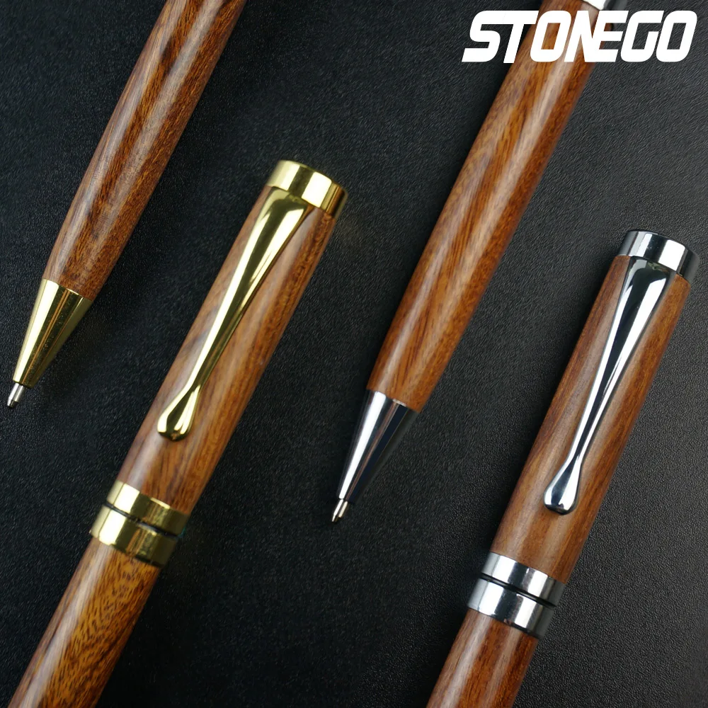 STONEGO Wooden Twist Ballpoint Pen, Retractable Roller Ball Pens Smooth Writing Signature Executive Business Ball Pen image 2