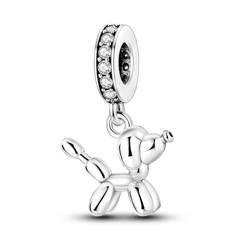 Children's Fun 925 Sterling Silver Balloon VIP Dog Charm Fit Bracelet Necklaces Children's Birthday Party Jewelry Accessories