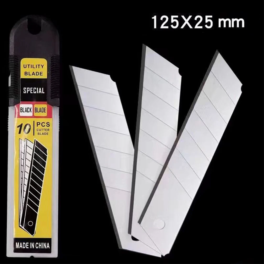 10PCS/Set 25mm Knife Blade for Utility Knife Replacement Blade Home School Art Handicraft Paper Box Cutting Knifes Carbon Steel