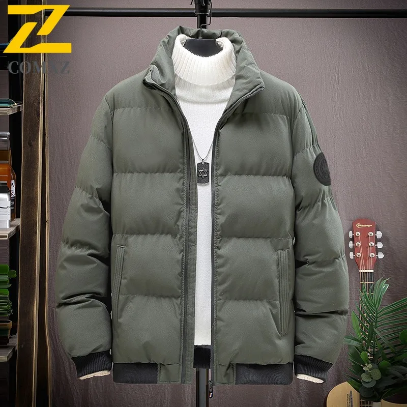 

COMXZ Мужская стеганая куртка Классическая деловая повседневная легкая парка с капюшоном Уличная морозостойкая легкая зимняя хлопковая куртка