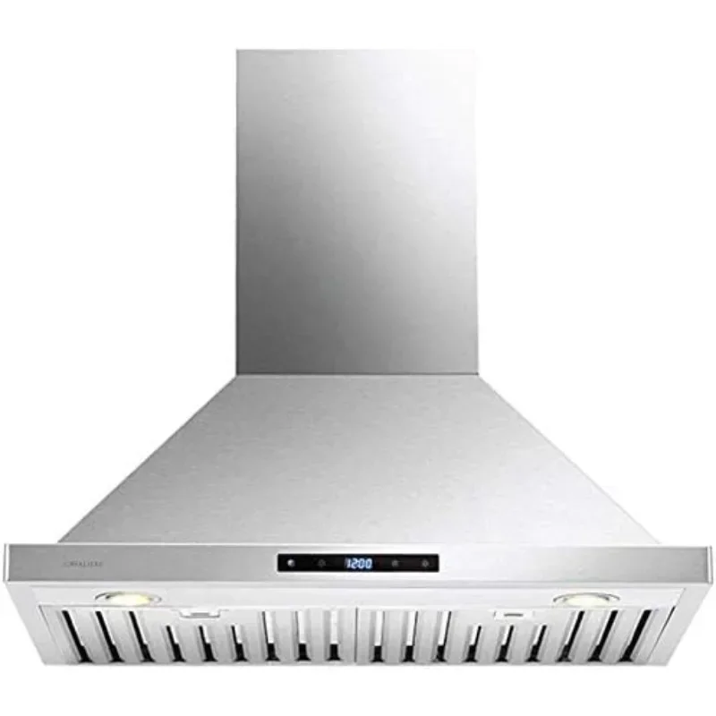 CAVALIERE Digital Wall Mount Range Hood 30-inch With Premium 201 Stainless Steel & Ducted/Ductless Convertible (Kit included)