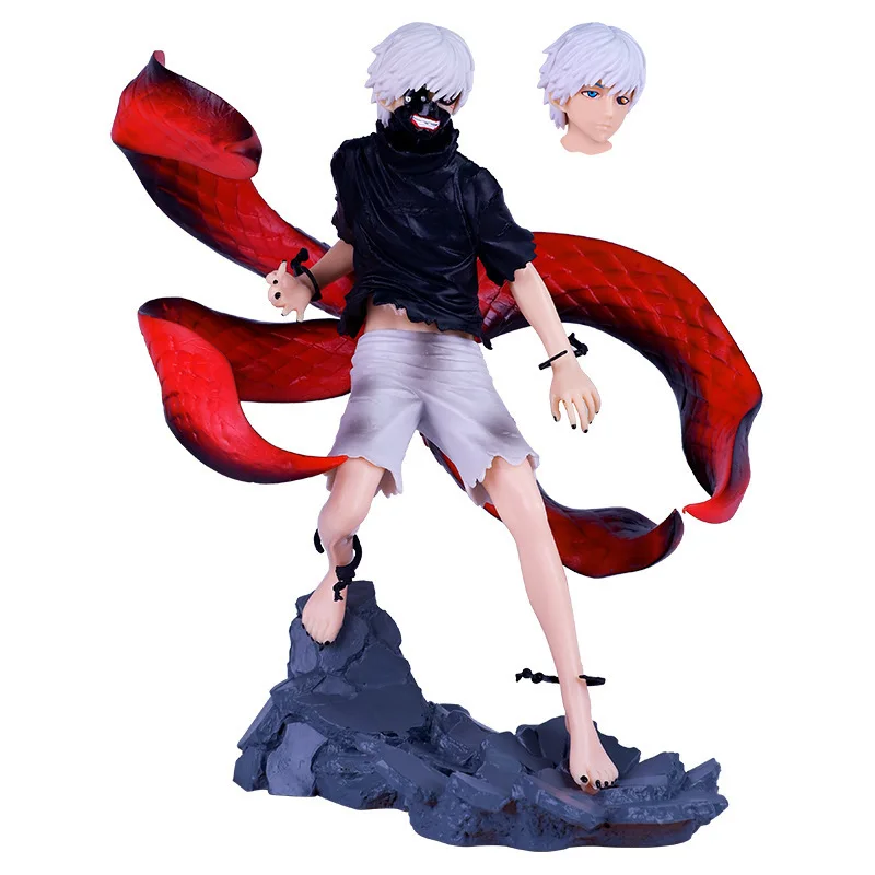 طوكيو الغول Kaneki كين 21 سنتيمتر الشكل قناع نموذج دمية أنيمي رأسين تمثال حلية كول القتال الهدايا اللعب