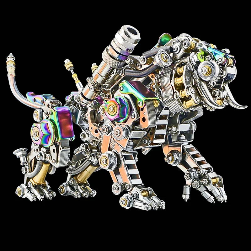 AIMOR-Handwork Metal Three-Dimensional Mechanical Tiger Model Puzzle DIY Assembly Adult Gift Tabletop Decoration Take Exercise