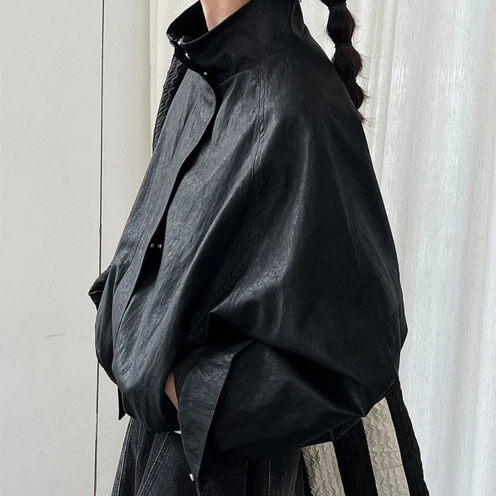 TWOTWINSTYLE الصلبة تقسم جاكيت زيبرا الإناث الوقوف الرقبة طويلة الأكمام فضفاضة كول الشارع الشهير المرأة السترات الخريف موضة جديدة