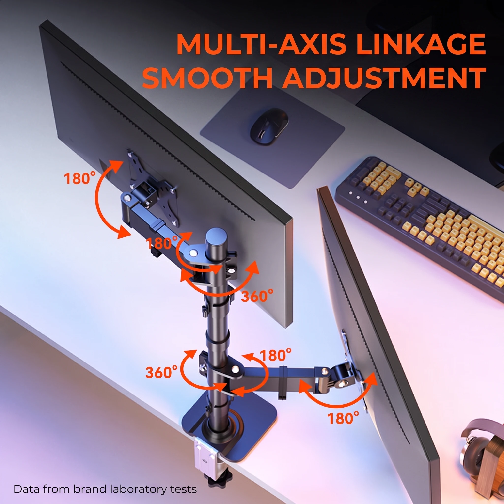 Vertical Dual Screen Monitor Mount Arm Pole Desk Clamp/Grommet Base 10KG Load Each Arm 14‑32 Inch Monitor Bracket XJC1832