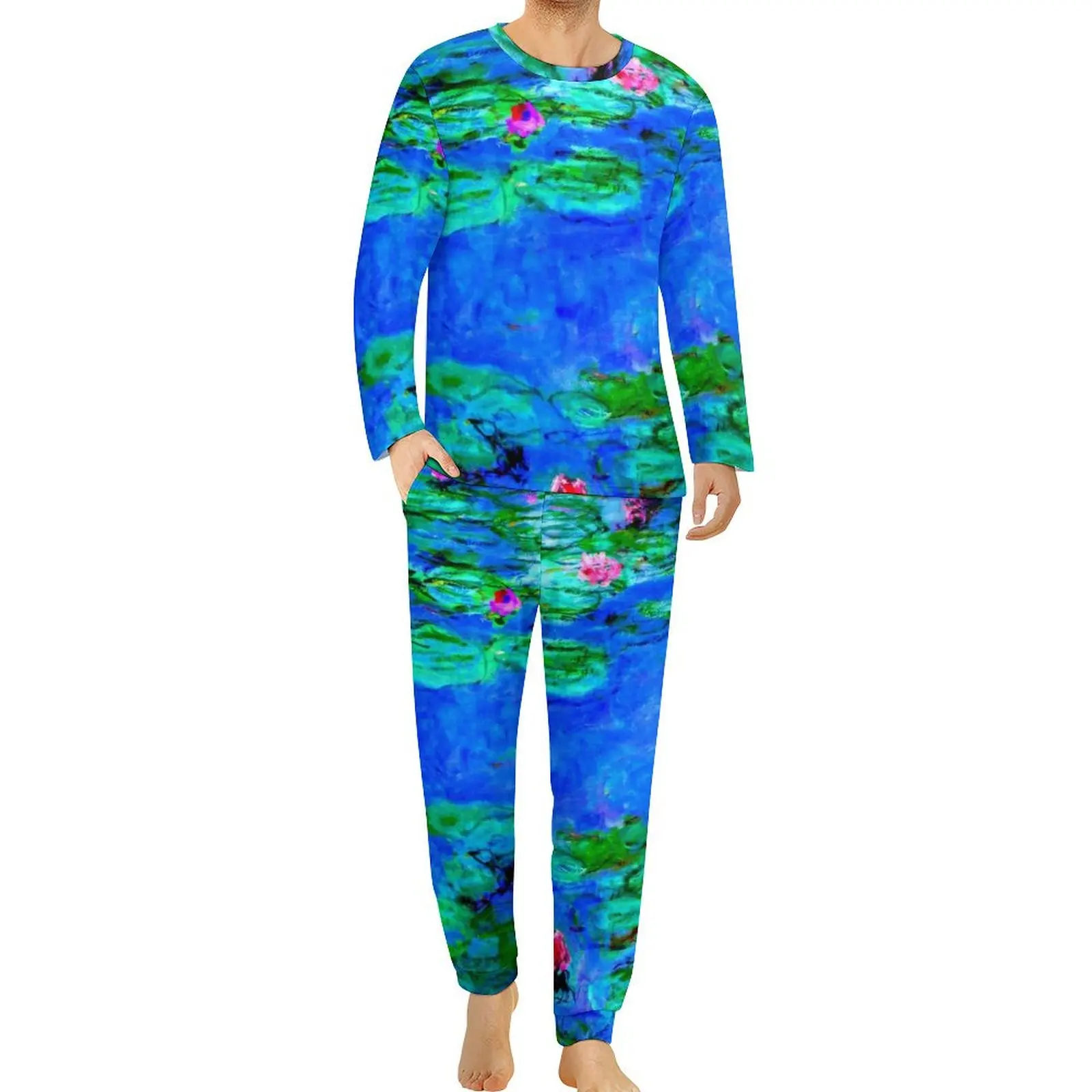 Van Gogh Pajamas Man Water Lilies Retro Sleepwear Daily Long Sleeve 2 Piece Home Printed Pajama Sets Big Size