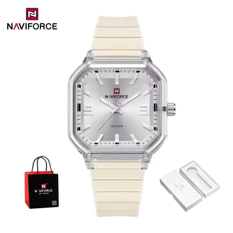 NAVIFORCE High Quality Fashion Ladies Watch Silicone Strap Quartz Watch Luminous Hands Display Acrylic Watch Package Gifts 2026
