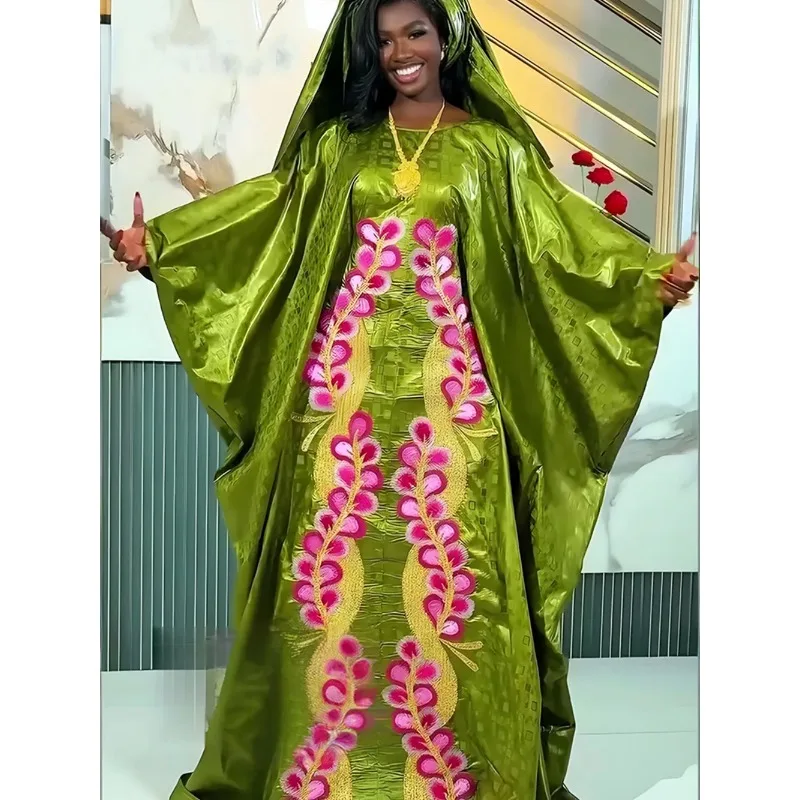 Plus Size African Party Long Dresses for Women 2026 New Luxury Bazin Embroidery Robe Elegant Muslim Wedding Evening Gown - view 3