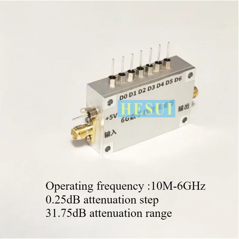 0.25dB=step 31.75dB=range 10MHz- 6000MHz 6GHz attenuator Digital programmable attenuator RF attenuator module CNC Al shell