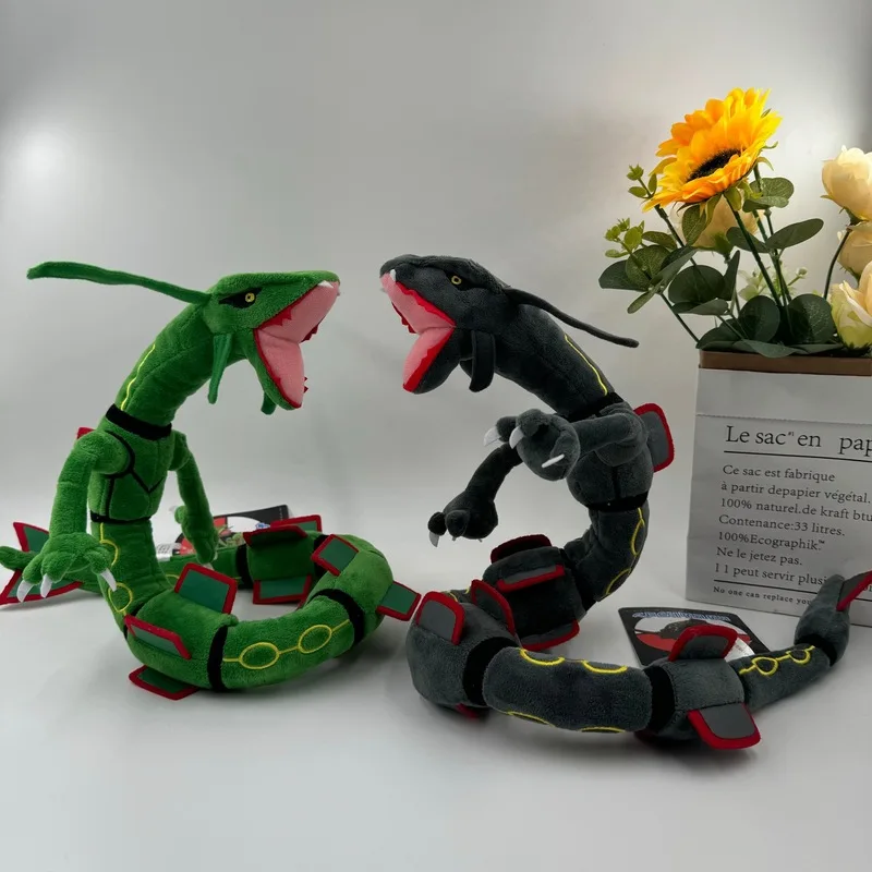 80cm pokemon pelúcia rayquaza brilhante rayquaza verde preto peluche boneca de pelúcia brinquedos presentes para crianças aniversário natal