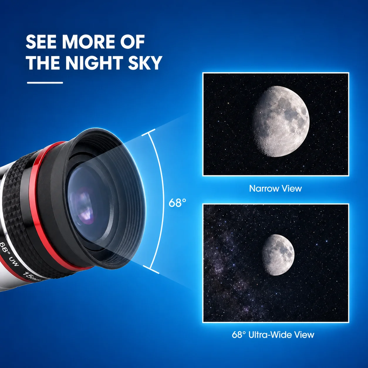 68-Grad-Ultraweitwinkel-Teleskopokular 6mm 15mm Planetenobjektiv für astronomische Teleskope und Monokular-Zubehör – Detail 6