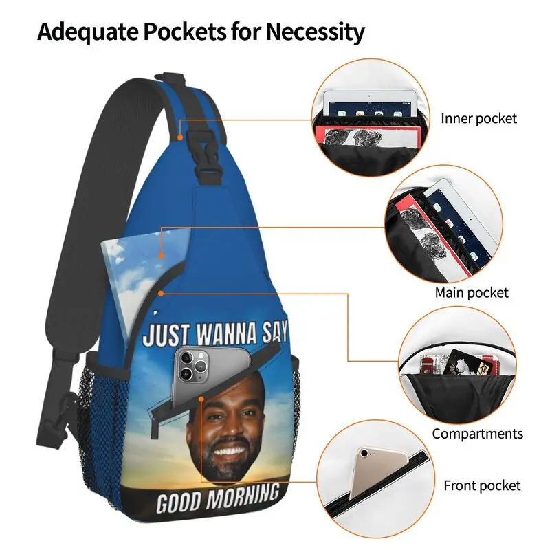 Mochila cruzada divertida Kanye West Meme para hombre, bolso de pecho de hombro POP rapero personalizado para ciclismo, Camping, Daypack